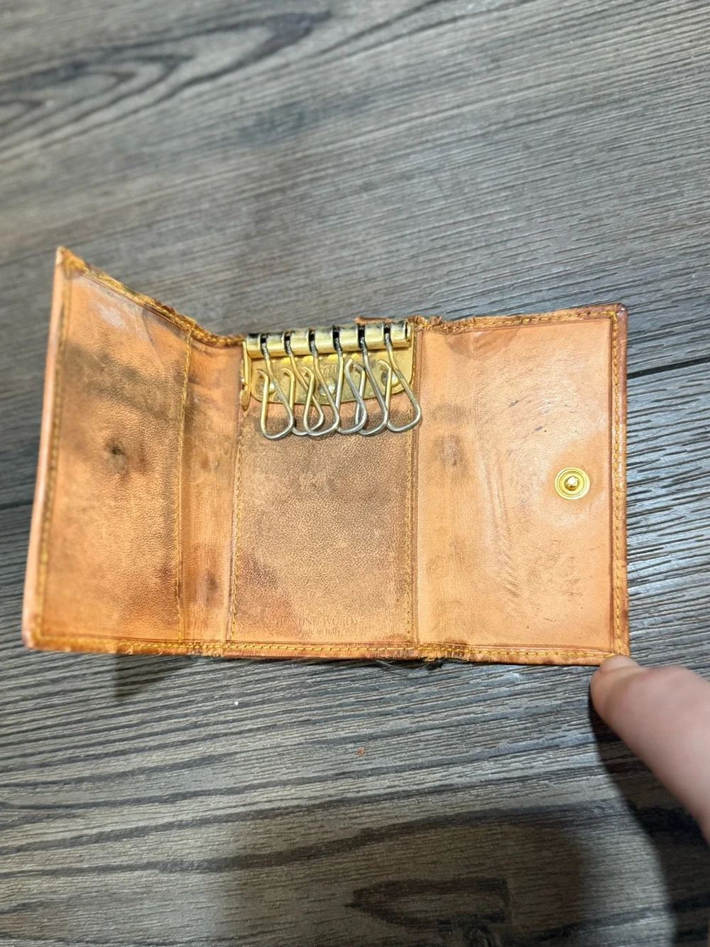 Vintage Hunting World Green Safari Key Holder Wallet Made In Italy 6 Hook Rare